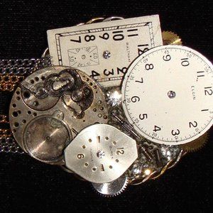 Vintage Handmade Pin - Watch Faces -  Singed by designer Dolfy F.